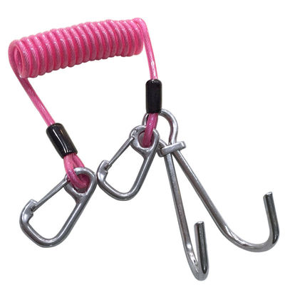Professional Scuba Diving Spiral High Quality Safety Spiral PU Coil Steel Wire Tool Cable Lanyard With Carabiners