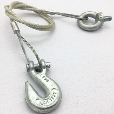 Red Safety Steel Wire Rope Sling With Stainless Steel Eye Hook For Trailer