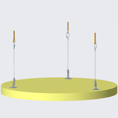 Połączenie absorbera z regulowanym zestawem drutu do akustycznego systemu zawieszenia sufitu