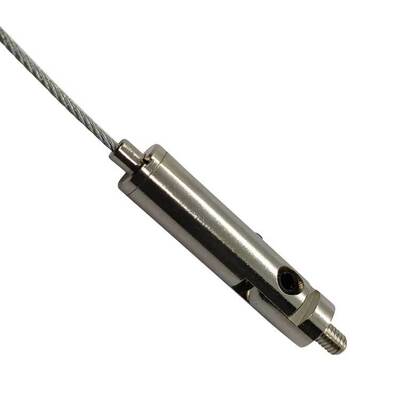 Uchwyt do linki stalowej z gwintem zewnętrznym do organizera sufitu podwieszanego, w zestawie zaciski do liny stalowej