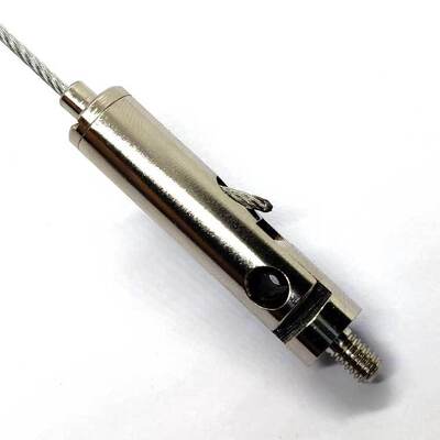 Uchwyt do linki stalowej z gwintem zewnętrznym do organizera sufitu podwieszanego, w zestawie zaciski do liny stalowej