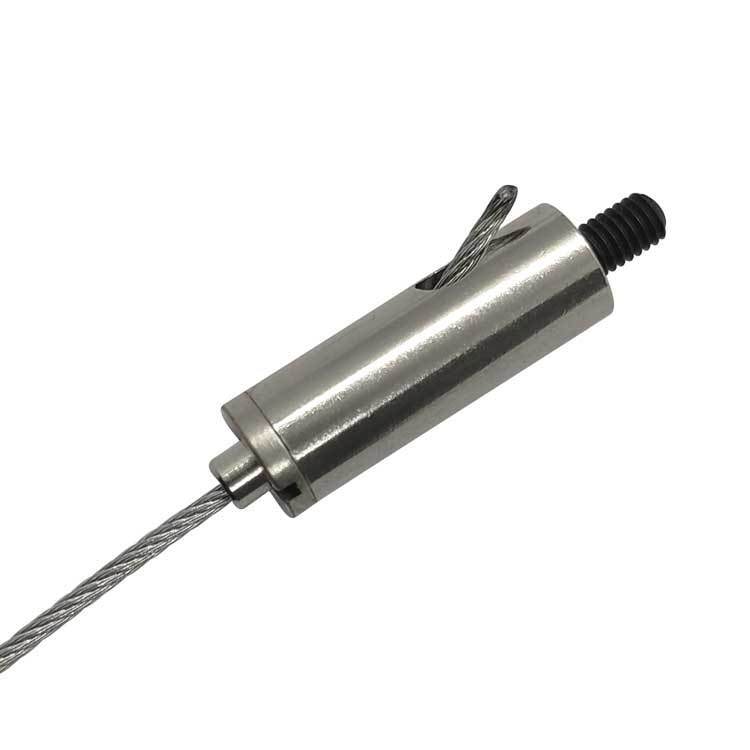 Uchwyt do linki stalowej z gwintem zewnętrznym do organizera sufitu podwieszanego, w zestawie zaciski do liny stalowej